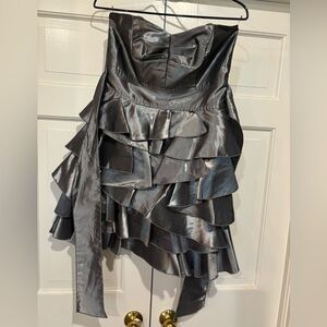 Elegant Silver Ruffled Dress